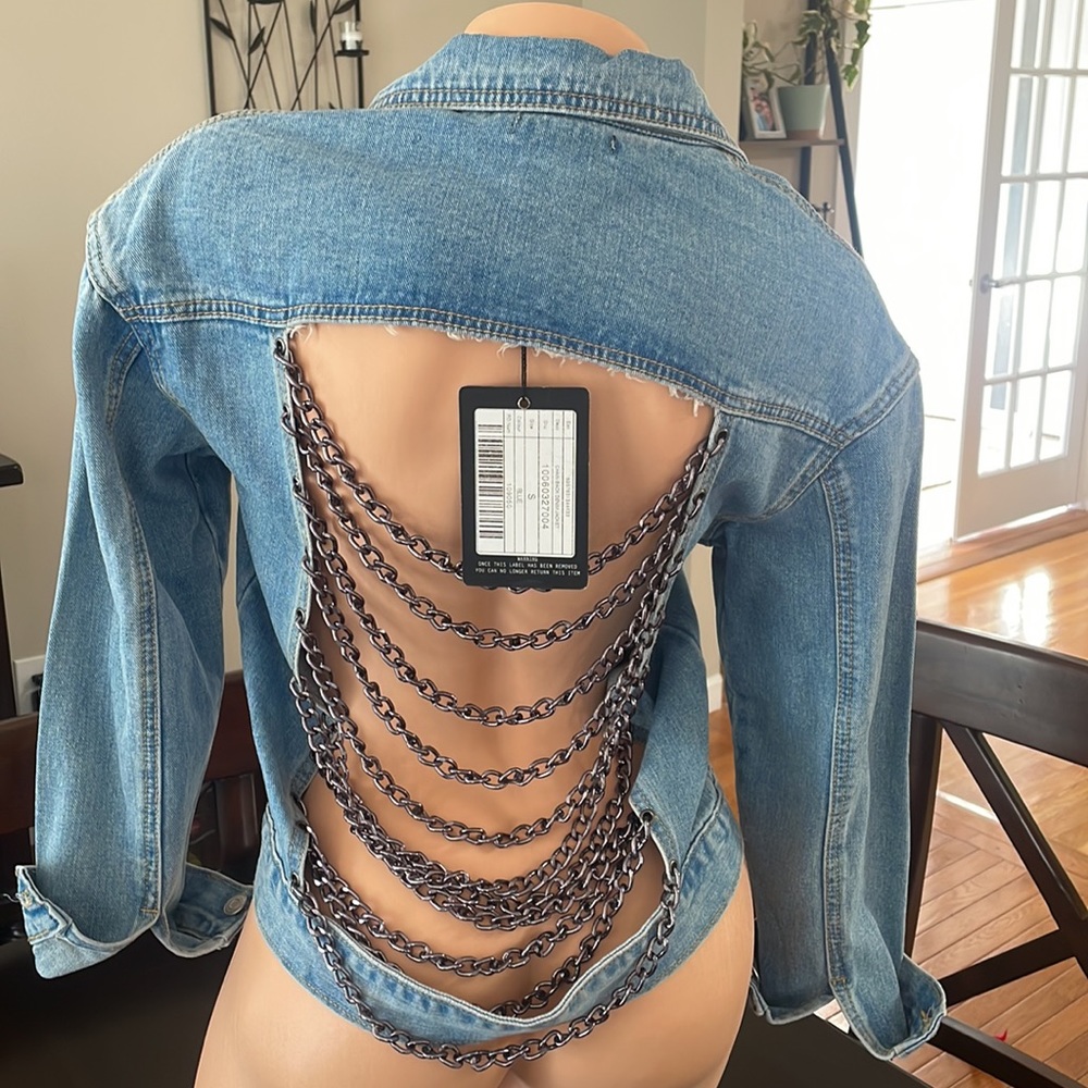 Missguided Jean jacket- cutout chain back